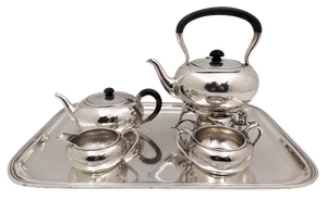 McAuliffe & Handley Sterling Silver 4-Piece Tea Service by in Arts & Crafts Style with Tray