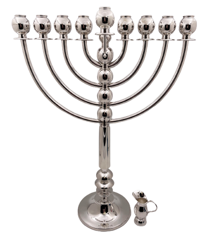 Monumental Sterling Silver Menorah in Mid-Century Modern Style