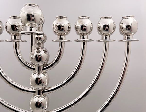 Monumental Sterling Silver Menorah in Mid-Century Modern Style