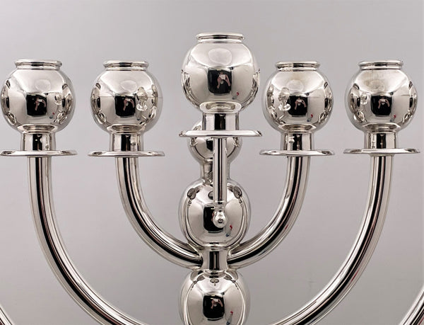 Monumental Sterling Silver Menorah in Mid-Century Modern Style