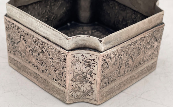 Chinese Silver Box with Bird and Floral Motifs