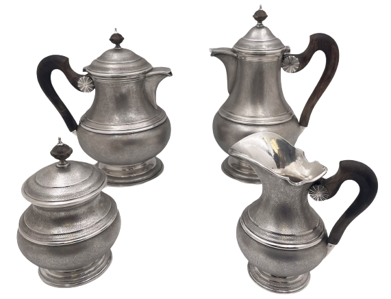 Rare Mario Buccellati Sterling Silver 4-Piece Tea & Coffee Set with Satin Finish SALE