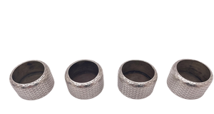 Whiting Sterling Silver Set of 4 Open Salts in Weave Pattern