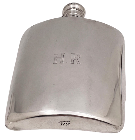 Lebkuecher Sterling Silver Early 20th Century Flask in Art Deco Style