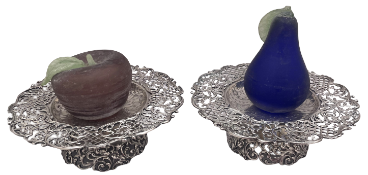 Roger Williams Pair of Sterling Silver Compotes Tazze Footed Bowls in Art Nouveau Style