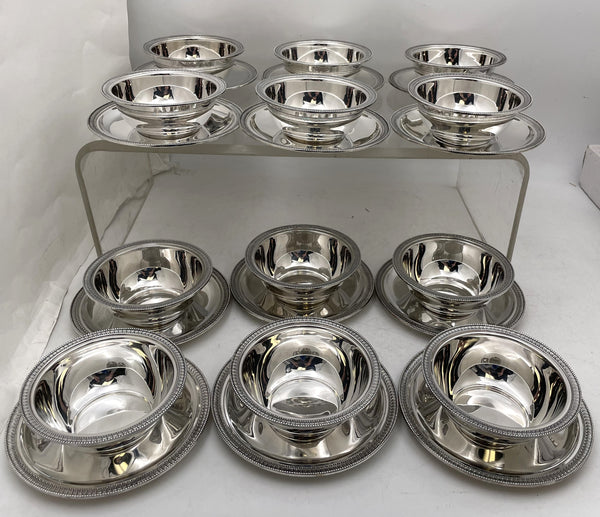 Ricci Italian Silver Set of 24 Dessert Compote Bowls & Underplates