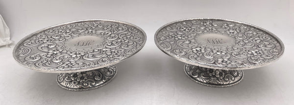 Dominick & Haff Pair of Sterling Silver 1908 Compotes Tazze or Footed Bowls in Art Nouveau Style
