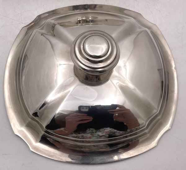 Christofle French Sterling Silver Two-Handled Covered Dish Bowl / Tureen in Art Deco Style