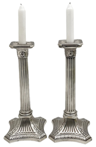 Gorham Pair of Sterling Silver 1894 Tall Corinthian Column Candlesticks / Shabbos Sticks