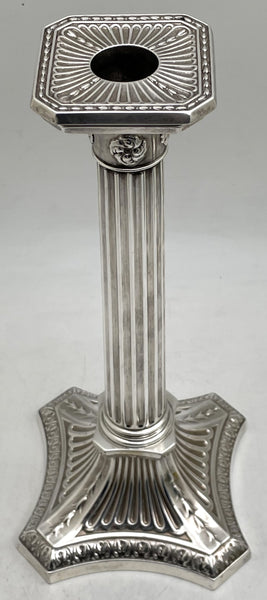 Gorham Pair of Sterling Silver 1894 Tall Corinthian Column Candlesticks / Shabbos Sticks