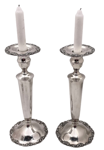 Mueck Carey Pair of Sterling Silver Candlesticks/ Shabbos Sticks