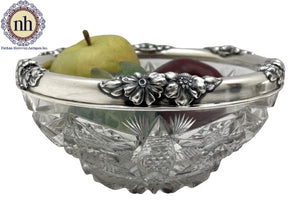 Gorham Sterling Silver Cut Glass 1903 Bowl in Art Nouveau Style