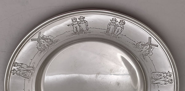 Gorham Gilt Sterling Silver 1927 Child Bowl & Underplate with Children Motifs