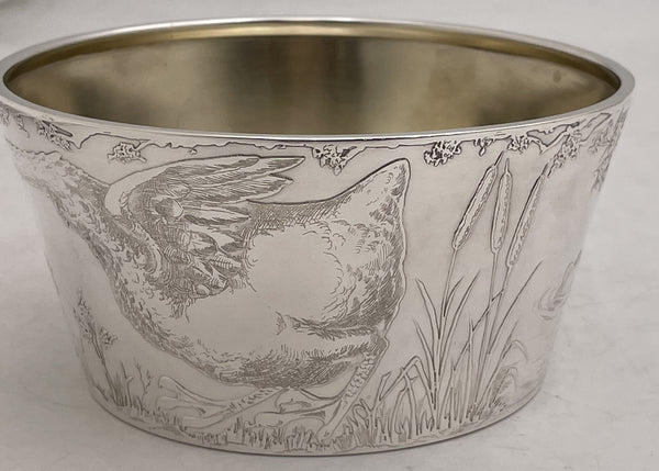 F. Smith Sterling Silver Child Bowl & Underplate with Embossed Animal Motifs