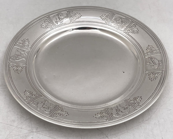 Tiffany & Co. Sterling Silver 1927 Child's Plate / Dish with Animal Motifs