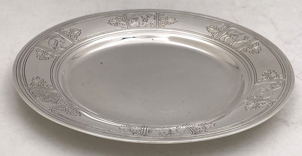 Tiffany & Co. Sterling Silver 1927 Child's Plate / Dish with Animal Motifs