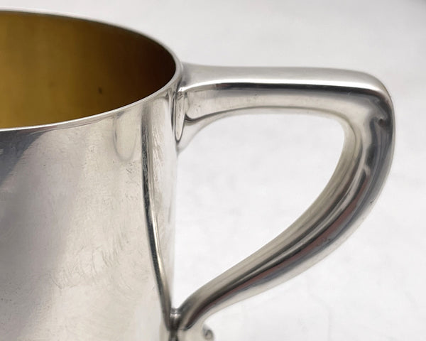 Gorham Sterling Silver Early 20th Century Child's Christening Mug in Art Deco Style
