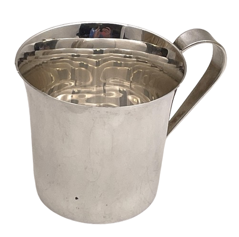 Lunt Sterling Silver Child's/ Christening Mug in Mid-Century Modern Style