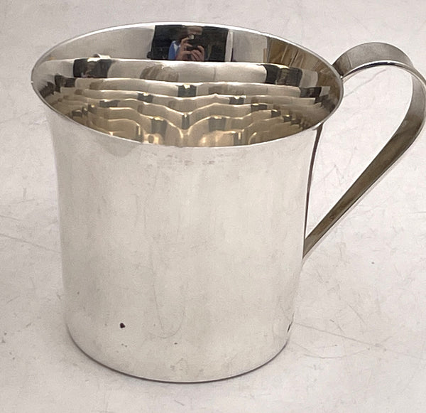 Lunt Sterling Silver Child's/ Christening Mug in Mid-Century Modern Style