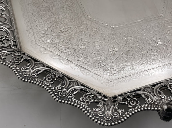 Martin Hall & Co. 1888 Sterling Silver Victorian Large Gallery Tray