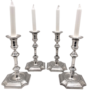 Crichton & Co. Set of 4 English Sterling Silver 1924 Candlesticks in Art Deco Style