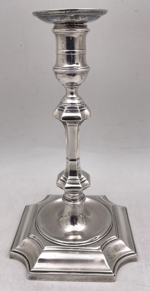 Crichton & Co. Set of 4 English Sterling Silver 1924 Candlesticks in Art Deco Style