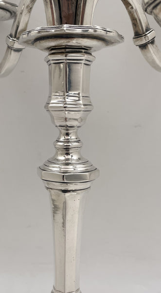 Pair of Schwarz & Steiner Austrian Silver 5-Light Candelabra from Early 20th Century in Art Deco Style
