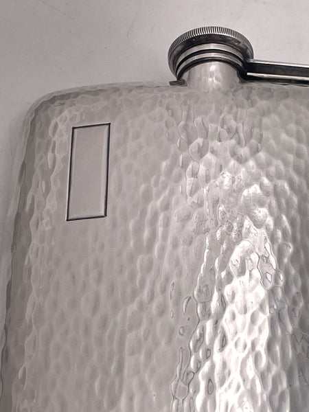 Elgin Hammered Sterling Silver Flask in Art Deco Style from Early 20th Century