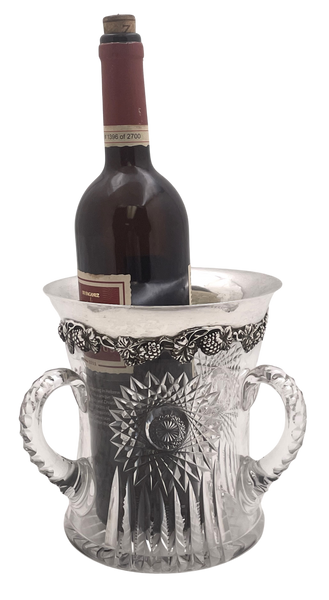 Sterling Silver & Cut Glass Wine Cooler Loving Cup in Art Nouveau Style from Early 20th Century