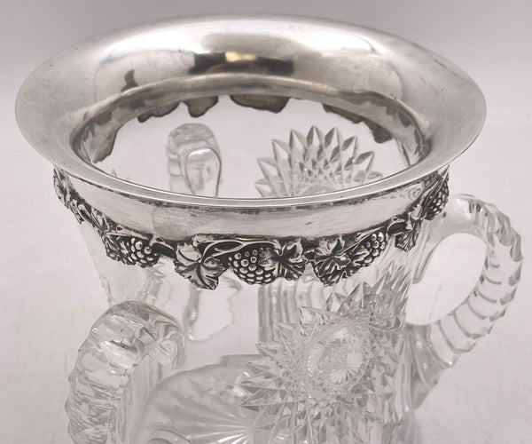 Sterling Silver & Cut Glass Wine Cooler Loving Cup in Art Nouveau Style from Early 20th Century