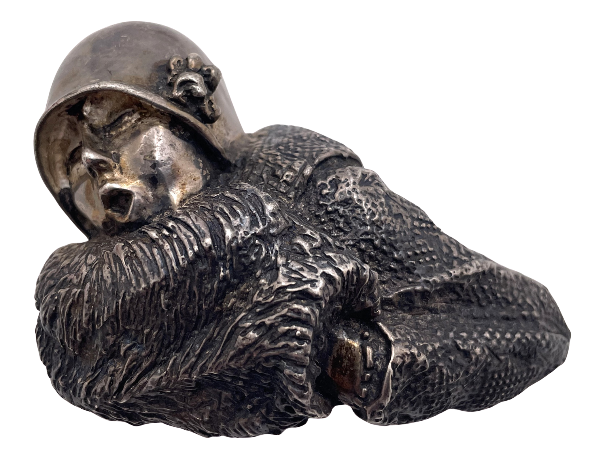 Sculptural Signed Sterling Silver Belt Buckle with Lady in Art Nouveau Style