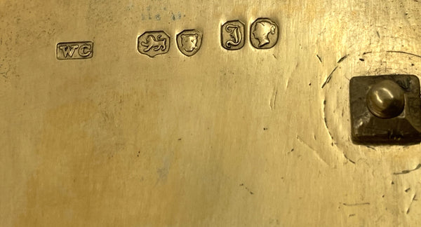 English Gilt Sterling Silver 1844 Victorian Inkstand with 2 Inkwells