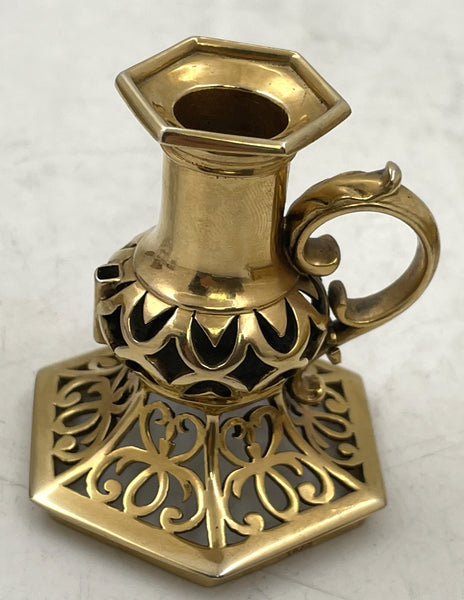 English Gilt Sterling Silver 1844 Victorian Inkstand with 2 Inkwells