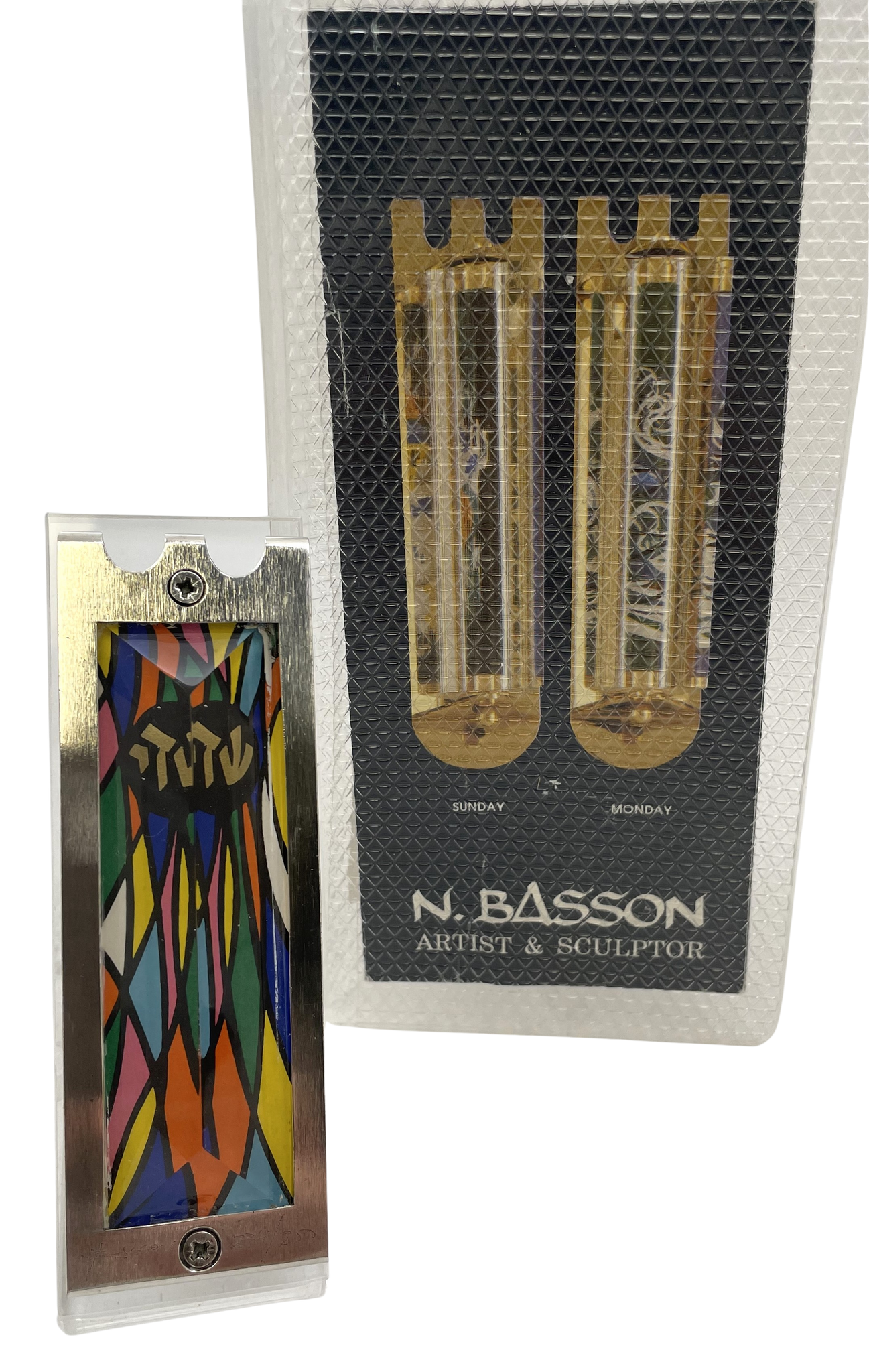 Noam Basson Artistic Glass on Lucite Limited Edition Mezuzah