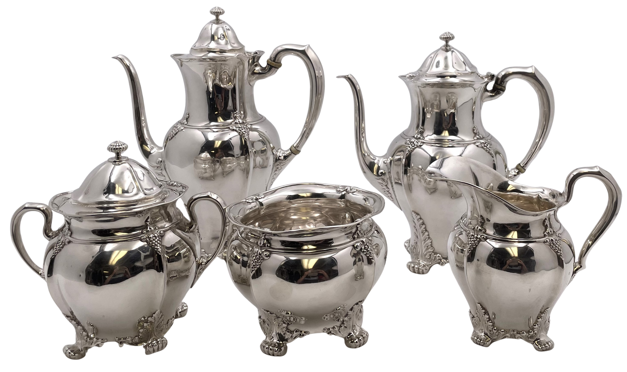 Tiffany & Co. 1896 Sterling Silver 5-Piece Tea & Coffee Set in Holly Pattern?