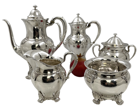 Tiffany & Co. 1896 Sterling Silver 5-Piece Tea & Coffee Set in Holly Pattern?