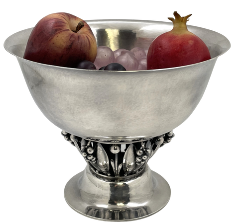 Georg Jensen Sterling Silver Hammered Centerpiece Bowl #197C in Art Nouveau Style