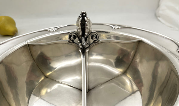 Rare Georg Jensen Sterling Silver Hammered Bowl #271C with 3 Sections