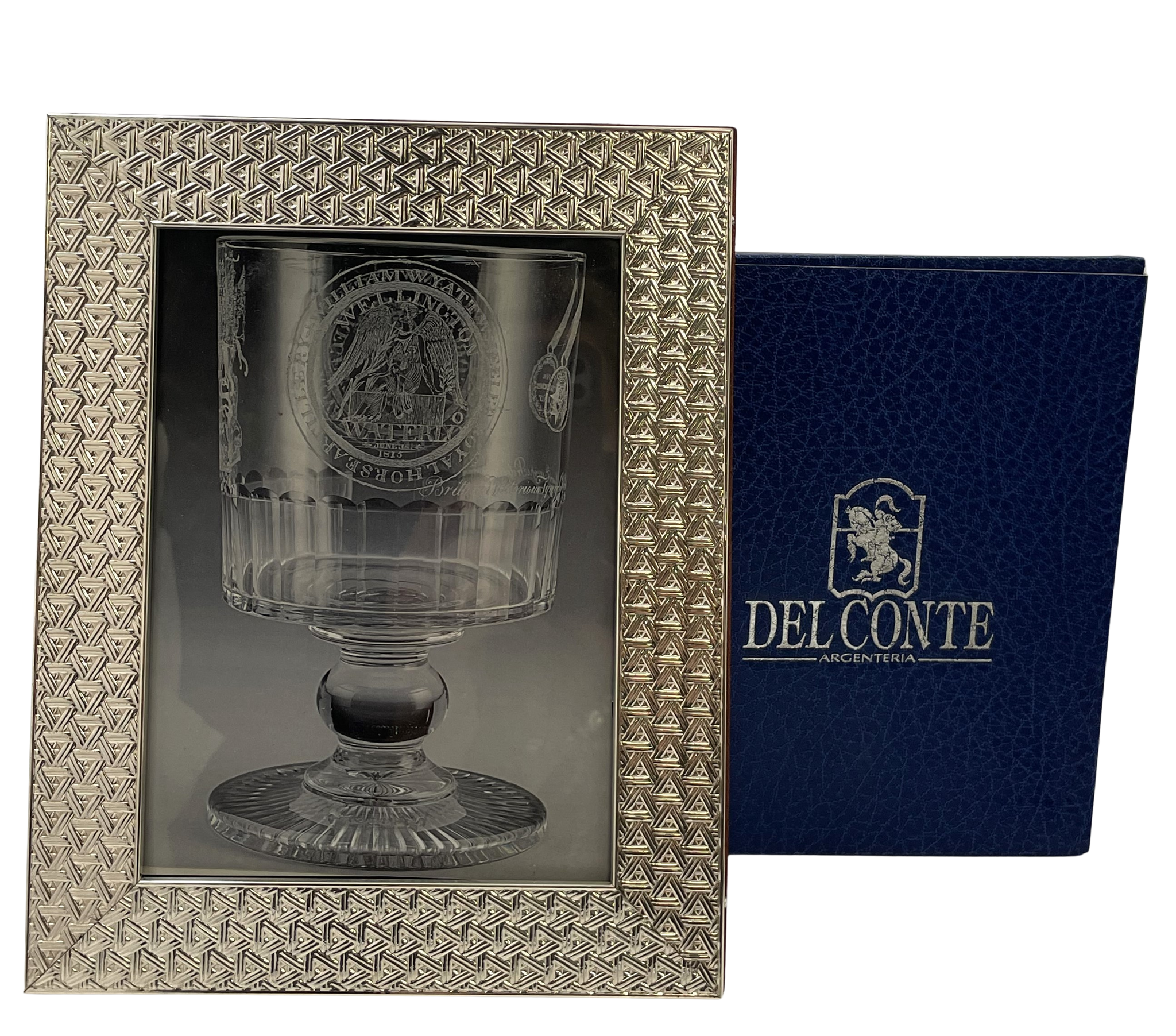 Del Conte Sterling Silver Picture Frame with Triangular Weave Design