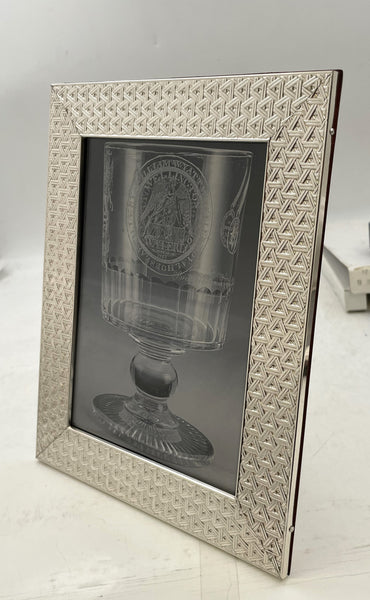 Del Conte Sterling Silver Picture Frame with Triangular Weave Design