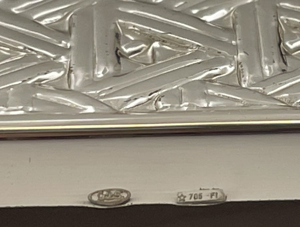 Del Conte Sterling Silver Picture Frame with Triangular Weave Design