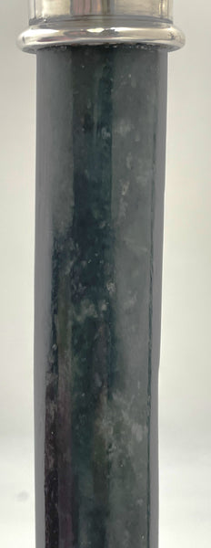 Pair of Yamanaka Rare Spanish Jade and Sterling Silver Candlesticks