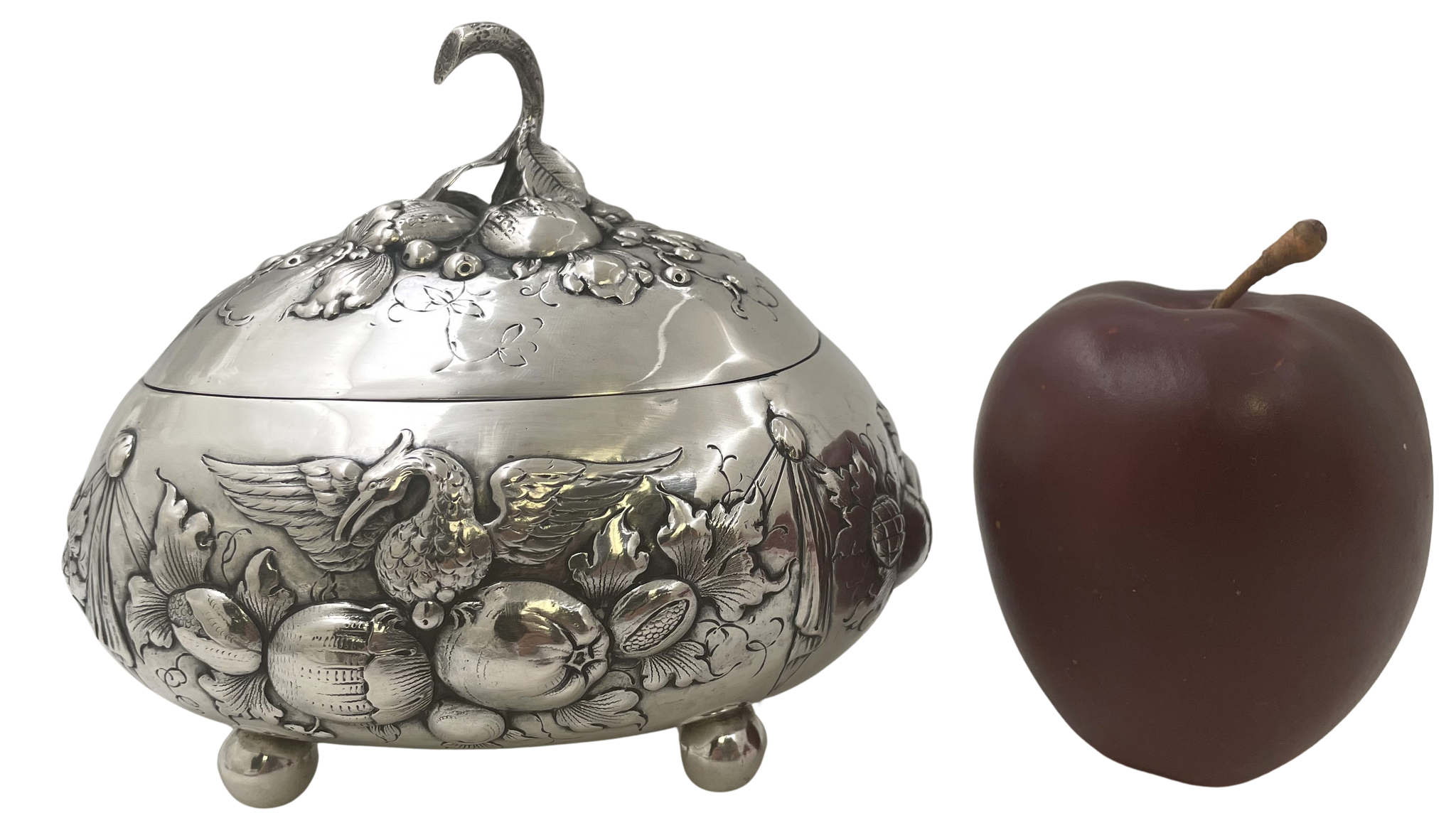 European Continental Silver Etrog Esrog Box from 19th Century