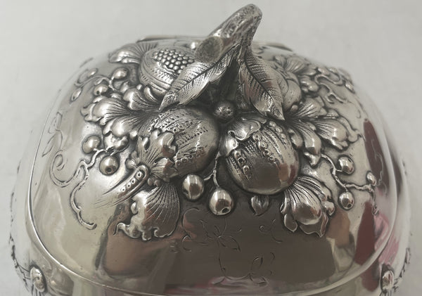 European Continental Silver Etrog Esrog Box from 19th Century