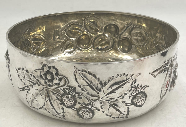 Italian Sterling Silver Centerpiece Bowl with Natural Motifs