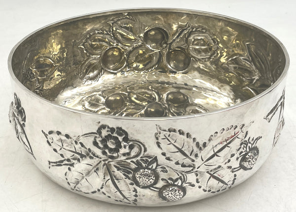 Italian Sterling Silver Centerpiece Bowl with Natural Motifs