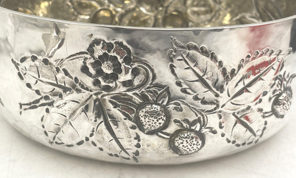 Italian Sterling Silver Centerpiece Bowl with Natural Motifs
