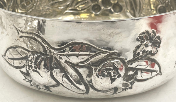 Italian Sterling Silver Centerpiece Bowl with Natural Motifs