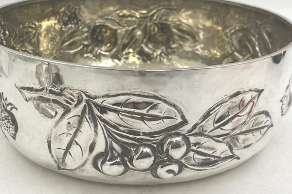 Italian Sterling Silver Centerpiece Bowl with Natural Motifs