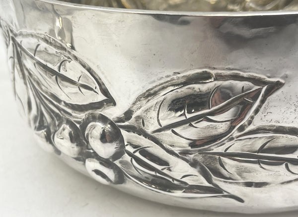 Italian Sterling Silver Centerpiece Bowl with Natural Motifs